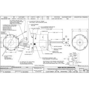 US Motors 1862 1/2 Hp 1075 rpm, 6 poles, 1 shaft, TEAO Enclosure, 1 speed, 5.6 diameter, CCW, Lead End, Reversible, 208-230 V, 60 hz, 1 ph, 10 mfd/370 VAC Run Capacitor K055WMW1282012B