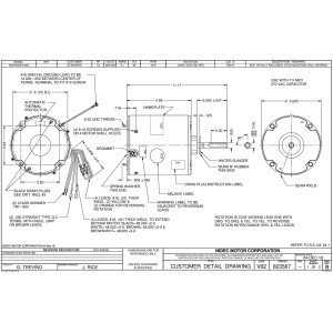 US Motors Mojave 1/3 hp 1075 rpm, 6 poles, 1 shaft, TEAO Enclosure, 1 speed, 5.6 diameter, CCW, Lead End, Reversible, 208-230 V, 60hz, 1ph, 7.5 mfd/370 VAC Run Capacitor 1861H K055WEH0625012B S81-129