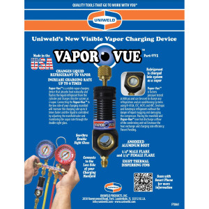 Uniweld VV1 Vapor Vue 1/4 Flare Fitting, Liquid Vaporizer Charging rate up to 8 times faster Uniweld VV1 Vapor Vue 1/4 Flare Fitting, Liquid Vaporizer Charging rate up to 8 times faster