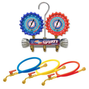 Uniweld A2LSM5BV Manifold Set Spirit R-32/R-454B/R-448A/R-410A Fahenheit psi, 5 ft Ball Valve Hoses