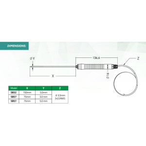 Full Gauge SB-57 Temperature Penetration Probe, 75 mm Stainless Steel probe, for internal product temperature. Temperature Range -58 to 241 F (-50 to 120 C) Full Gauge SB-57 Temperature Penetration Probe, 75 mm Stainless Steel probe, for internal product temperature. Temperature Range -58 to 241 F (-50 to 120 C)