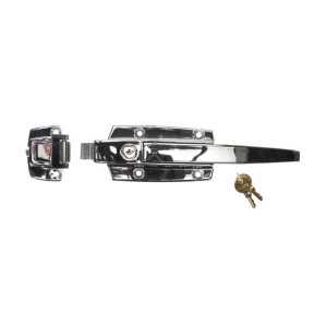 Keil W19-1500 Offset Polished Chrome Walk-In Cooler Door Safety Latch with Cylinder Lock and Strike, 3/4 to 1-5/8 in Keil W19-1500 Offset Polished Chrome Walk-In Cooler Door Safety Latch with Cylinder Lock and Strike, 3/4 to 1-5/8 in