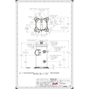 Danfoss HLH061T4LC8 5 tons 61, 000 btu/h R410A Scroll compressor for Air conditioning 380-415/3/50, 460/3/60 V/Ph/Hz Discharge 1/2 in, Suction 7/8 in, ODF, PVE Oil, Tandem Ready, 121L2486, 121L2483