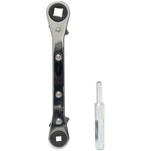Uniweld 70022 Ratchet Wrench, 1/4 and 3/16 in Square opening, 3/8 and 5/16 in Square opening, with 3/16 and 5/16 in Dual Hex Valve Adapter Uniweld 70022 Ratchet Wrench, 1/4 and 3/16 in Square opening, 3/8 and 5/16 in Square opening, with 3/16 and 5/16 in Dual Hex Valve Adapter