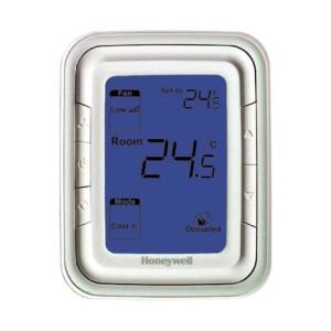 Honeywell T6861V1WB Fan Coil Thermostat, Vertical, White, Blue Backlight, 2/4 Pipes, 110 V Honeywell T6861V1WB Fan Coil Thermostat, Vertical, White, Blue Backlight, 2/4 Pipes, 110 V