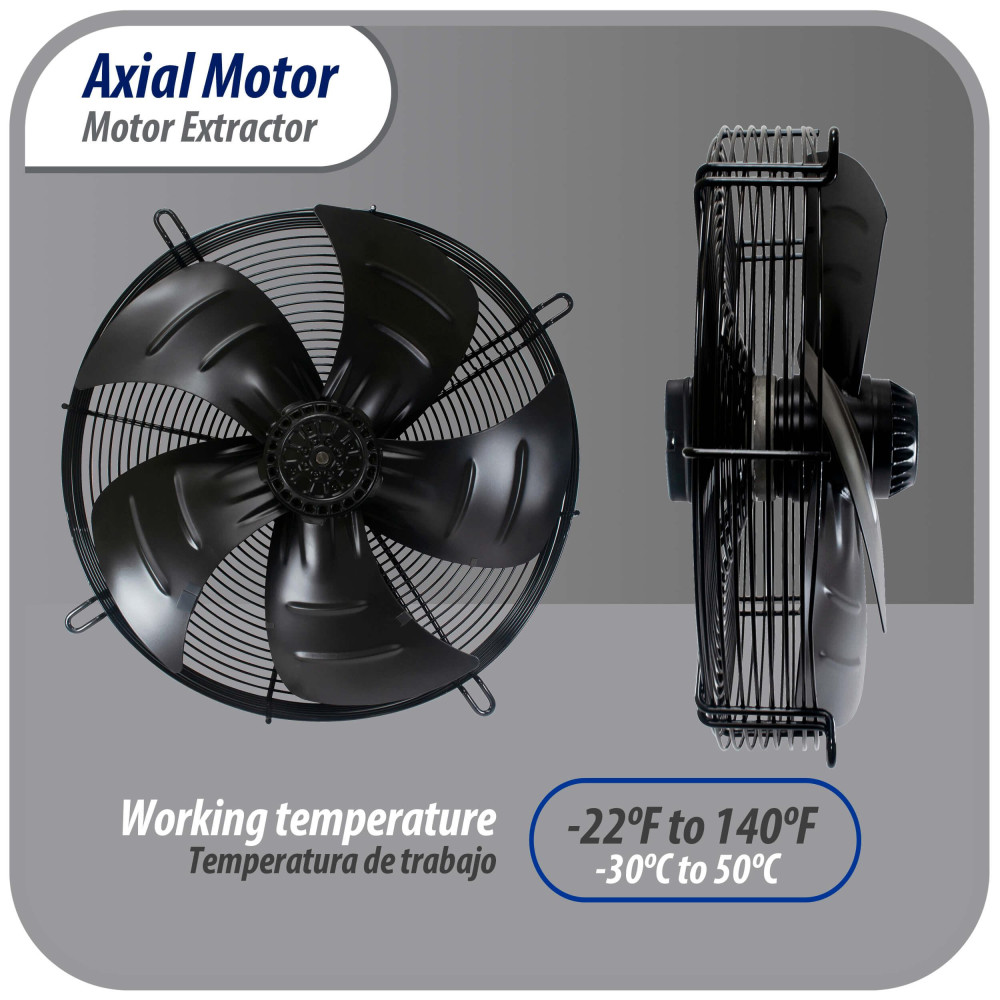 Appli Parts AXF-450-4 17-3/4 in Axial Fan Motor Guard Mounted Fan Blade 220-440 V, 3 Ph, 50-60 Hz, 300 W, 1600 rpm, Universal replacement for Cold Room Evaporators and Condensing Units, Work Temp -22 F to 140 F Appli Parts AXF-450-4 17-3/4 in Axial Fan Motor Guard Mounted Fan Blade 220-440 V, 3 Ph, 50-60 Hz, 300 W, 1600 rpm, Universal replacement for Cold Room Evaporators and Condensing Units, Work Temp -22 F to 140 F