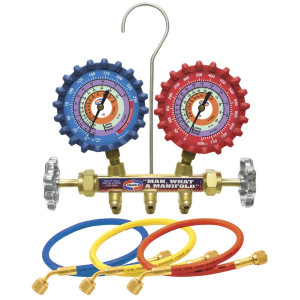 Uniweld QS4L3H Manifold (R-410a/R-22r/R-404a) Psi/ F 3ft Hoses Uniweld QS4L3H Manifold (R-410a/R-22r/R-404a) Psi/ F 3ft Hoses