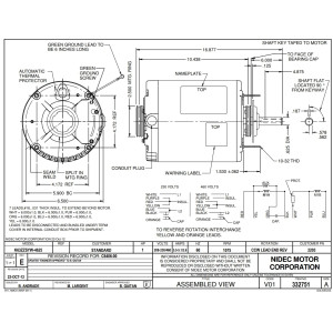 US Motor 2203  1 hp 1075 rpm, 6 poles, 1 shaft 5/8 in, ODAO Enclosure, 1 speed, 6.3 diameter, CW, 17.5MFD 370V Capactor 208-230 V / 460 v / 60 hz / 3ph K063SYW4625012B
 US Motor 2203  1 hp 1075 rpm, 6 poles, 1 shaft 5/8 in, ODAO Enclosure, 1 speed, 6.3 diameter, CW, 17.5MFD 370V Capactor 208-230 V / 460 v / 60 hz / 3ph K063SYW4625012B