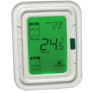 Honeywell T6861V1WG Fan Coil Thermostat, Vertical, White, Green Backlight, 2/4 Pipes, 110 V Honeywell T6861V1WG Fan Coil Thermostat, Vertical, White, Green Backlight, 2/4 Pipes, 110 V