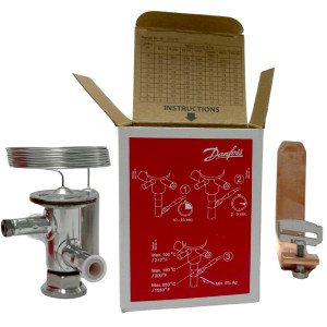 Danfoss 068U3945 1/5 - 4TR Expansion Valve Stainless Steel Body, TUA, R-448A, 3/8x1/2 in, Solder, ODF, Internally equalized, Bi-flow, -40 to 50 F, Capacity determined by Orifice size Sold Separately