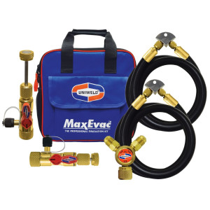 Uniweld Maxevac Pro Kit MEPK14
72 IN. (182cm) 1/2 MaxEvac Hose 3/8 Str. x 1/4 Str. Black
Valve Core Tool Assy. (Side Port)
MaxEvac Hose Bracket Assembly
Y Adapter 3/8 FF x 3/8 MF
MaxEvac Durable Storage Bag Uniweld Maxevac Pro Kit MEPK14
72 IN. (182cm) 1/2 MaxEvac Hose 3/8 Str. x 1/4 Str. Black
Valve Core Tool Assy. (Side Port)
MaxEvac Hose Bracket Assembly
Y Adapter 3/8 FF x 3/8 MF
MaxEvac Durable Storage Bag