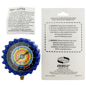 Uniweld G730NSD-5 Manifold Gauge Blue, Low R-600a,R-290,R-1270, 3-1/8 in Uniweld G730NSD-5 Manifold Gauge Blue, Low R-600a,R-290,R-1270, 3-1/8 in