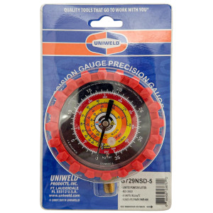 Uniweld G729NSD-5 Manifold Gauge Red, High R-600a,R-290,R-1270, 3-1/8 in Uniweld G729NSD-5 Manifold Gauge Red, High R-600a,R-290,R-1270, 3-1/8 in