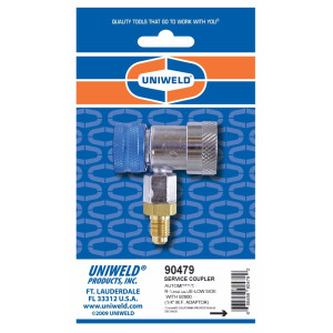 Uniweld 90479 Quick Coupler Manual R-134 Blue/Low with 1/4 in Adaptor for Autmotive AC Uniweld 90479 Quick Coupler Manual R-134 Blue/Low with 1/4 in Adaptor for Autmotive AC