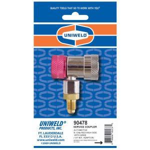 Uniweld 90478 Quick Coupler Manual R-134 Red High With 1/4 in Adaptor for Automotive AC Uniweld 90478 Quick Coupler Manual R-134 Red High With 1/4 in Adaptor for Automotive AC