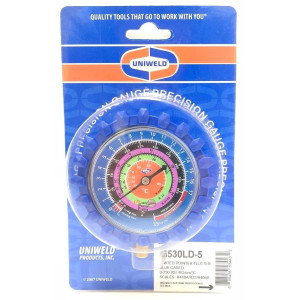 Uniweld G530LD-5 Manifold Gauge Low Blue Compatible with R410A, R22, R404A, Celsius, psi-Kg/cm2