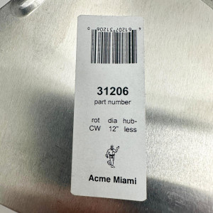 Acme 31206 Aluminum Hubless Type Blade 12 in Pitch 25 Rotation CW CFM 990
 Acme 31206 Aluminum Hubless Type Blade 12 in Pitch 25 Rotation CW CFM 990
