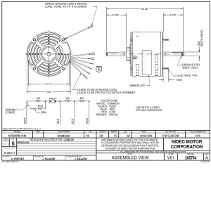 US Motors 1/6 hp 1075 rpm, 6 poles, 2 shaft, ODP Enclosure, 3 speed, 5.6 diameter, CCW, Lead End 230v, 60 hz, 1 ph, 4 mfd/370 VAC Run Capacitor 3133 K055SPM3149801N 
Replaced by 3134 US Motors 1/6 hp 1075 rpm, 6 poles, 2 shaft, ODP Enclosure, 3 speed, 5.6 diameter, CCW, Lead End 230v, 60 hz, 1 ph, 4 mfd/370 VAC Run Capacitor 3133 K055SPM3149801N 
Replaced by 3134