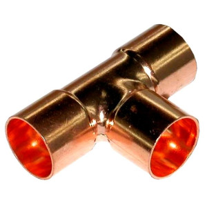 Appli Parts AP-RT218118 2-1/8x1-1/8x2-1/8 in Wrot Copper Reducing Tee CxCxC connections for refrigeration, air conditioning and plumbing applications ACR and Type L copper pipe Appli Parts AP-RT218118 2-1/8x1-1/8x2-1/8 in Wrot Copper Reducing Tee CxCxC connections for refrigeration, air conditioning and plumbing applications ACR and Type L copper pipe