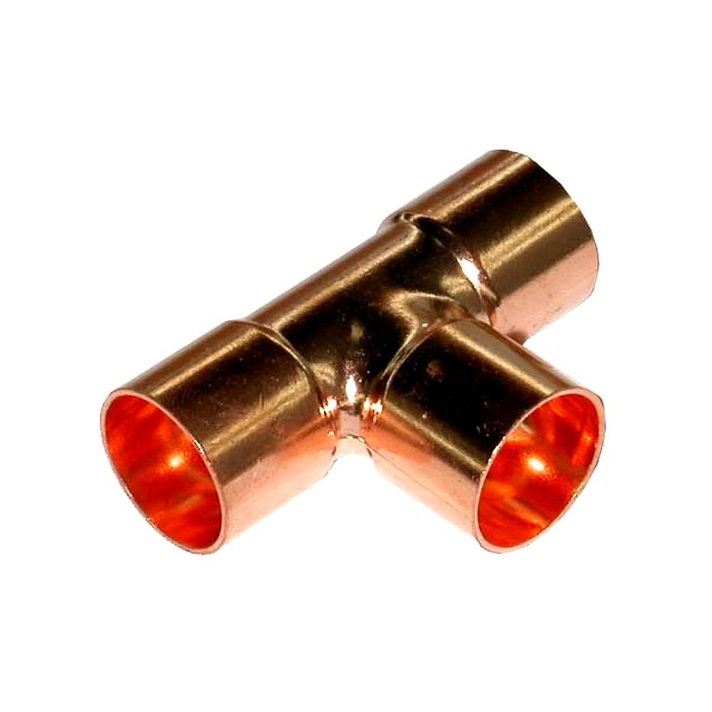 Appli Parts AP-RT218118 2-1/8x1-1/8x2-1/8 in Wrot Copper Reducing Tee CxCxC connections for refrigeration, air conditioning and plumbing applications ACR and Type L copper pipe Appli Parts AP-RT218118 2-1/8x1-1/8x2-1/8 in Wrot Copper Reducing Tee CxCxC connections for refrigeration, air conditioning and plumbing applications ACR and Type L copper pipe