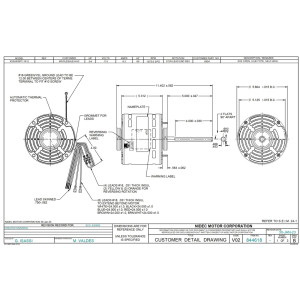 US Motors 8904 Motor 3/4 HP 1075 RPM, 115 V, 1 Ph, OAO, 3 Speed, 5.6 Frame, CCW Rotation from Lead End, Reversible, 6 Poles, 15 MFD 370 VAC Run Capacitor Not Included, Model K055WPY1412012B