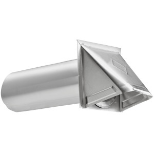 Lambro 3440 4 in Aluminum Dryer Vent Hood, Preferred Wall Vent with 11 in Pipe, 26 Gauge Aluminum, Gravity Damper for Clothes Dryer and Bathroom Fan Exhaust