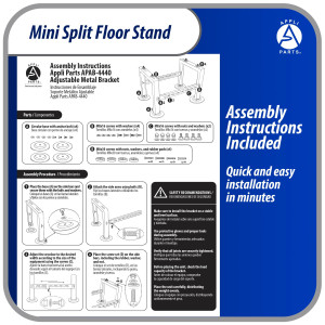 Appli Parts APAB-4440 Mini Split Floor Stand, Heavy Duty Outdoor Support Up to 440 lbs. Fit 9000 to 60000 BTU Units, Anti Vibration Pads and Full Installation Kit. Adjusted from 22 to 39.7 in