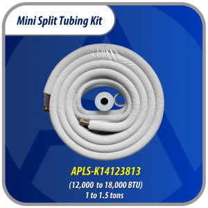 Appli Parts APLS-K14123813 Mini Split Tubing Kit 1/4 x 1/2 in, 13 ft, with 3/8 in Insulation, Drain Hose, Mummy Tape and Teflon Tape. Made of copper and aluminum