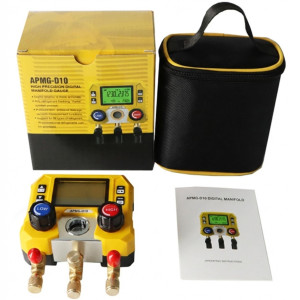 Appli Parts APMG-D10 Digital Manifold Gauge Set for HVAC/R AC and Refrigeration -14.5 to 800 psi 88 Refrigerants Multiple Pressure Units kPa MPa bar psi kg/cm2