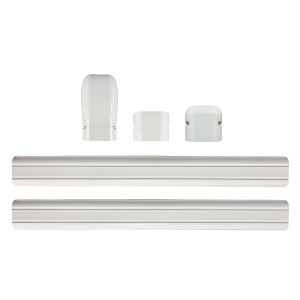 Appli Parts APLC-SET110 Line Cover Set 4 in x 7.5 ft for Mini Split HVAC 7000 to 36000 BTU Includes 2 Straight Ducts, Coupling, Wall Cap, End Cap and Installation Screws