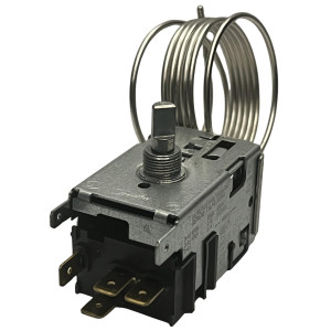 Danfoss 077B7104 Thermostat 2 Doors Refrigerator Defrost control 077B3657 Cold Cut-in +38.3F Cold cut-out -9.4F Warm Cut-in +38.3F Warm Cut-out +9.5F Capillary tube length 39.3in
B62 
