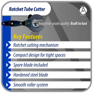 Appli Parts APT-TC114 Ratcheting Tube Cutter 1/4 to 7/8 in (6 to 23 mm) for Copper Aluminum Brass Stainless Steel and PVC with Spare Blade Ergonomic and Durable Design