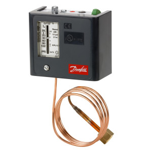 Danfoss 060-5234 KPU1B Low Pressure Switch, 28 inHg to 100 psi, SPDT, Manual Reset, 1/4 in Female Flare 36 in Capillary Connection