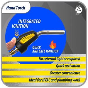 Appli Parts APHT-1S Single Burner Hand Torch with Starter Lighter for Soldering Brazing with Mapp or Propane Fuel Swivel Tip for uses in plumbing refrigeration air conditioning and more