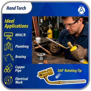 Appli Parts APHT-1 Single Burner Hand Torch Soldering Brazing with Map or Propane Fuel Swivel Tip in plumbing electricity refrigeration air conditioning and more