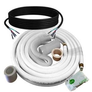Appli Parts APLS-K14381250 Mini Split Tubing Kit 1/4 x 3/8 in, 50 ft, with 1/2 in Insulation, Drain Hose, Mummy Tape and Teflon Tape. Made of copper and aluminum