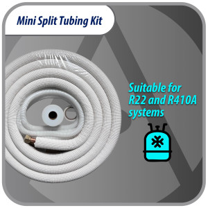 Appli Parts APLS-K14583813 Mini Split Tubing Kit 1/4 x 5/8 in, 13 ft, with 3/8 in Insulation, Drain Hose, Mummy Tape and Teflon Tape. Made of copper and aluminum