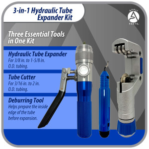 Appli Parts APT-FT300L Hydraulic Expander Swaging Tool, Tube Cutter and Deburring Tool Kit for 3/8 to 1-5/8 in Outer Diameter Tube for Copper, Aluminum and other Soft Metal Pipe