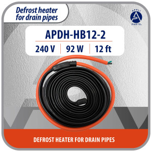 Appli Parts APDH-HB12-2 Pipe and Drain Heater Cable 240 V, 92 W, 12 ft, Anti-Freeze Heating Cable for Cold Room, Walk-In Cooler, Freezer and Refrigeration, 7 W/ft