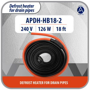 Appli Parts APDH-HB18-2 Pipe and Drain Heater Cable 240 V, 126 W, 18 ft, Anti-Freeze Heating Cable for Cold Room, Walk-In Cooler, Freezer and Refrigeration, 7 W/ft