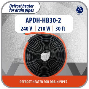 Appli Parts APDH-HB30-2 Pipe and Drain Heater Cable 240 V, 210 W, 30 ft, Anti-Freeze Heating Cable for Cold Room, Walk-In Cooler, Freezer and Refrigeration, 7 W/ft