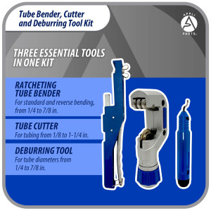 Appli Parts APT-TB999 Tube Bender, Cutter and Deburring Tool for 1/4, 5/16, 3/8, 1/2, 5/8, 3/4, 7/8 in Tube for Copper, Aluminum, Steel, PVC and other soft metal pipe