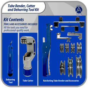 Appli Parts APT-TB999 Tube Bender, Cutter and Deburring Tool for 1/4, 5/16, 3/8, 1/2, 5/8, 3/4, 7/8 in Tube for Copper, Aluminum, Steel, PVC and other soft metal pipe