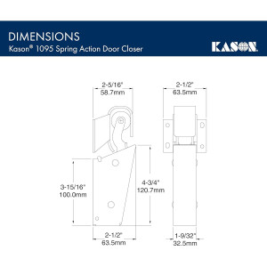 Kason 11095000013 Door Closer with Concealed Body Spring Action 1095-000013
