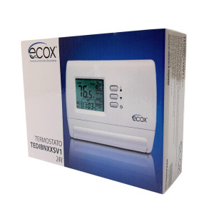 ecox Single Stage Thermostat, Non-Programmable, Cooling and Heating, 24 Volts or Battery Operated TEDIBNXXSV1