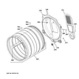 GE WE13X29725 Original OEM Drum Baffle Schematics Numb 9
