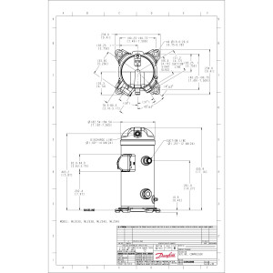 Danfoss MLZ038T2LQ9A 5 HP MBP Scroll Compressor for Refrigeration 208-230/3/60 (V/Ph/Hz) R404, R407, R507, R452, R134, R513, R22, R448, R449 Rotolock Valves V05, V06, POE Oil 121L8777