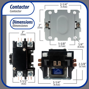 Appli Parts APAC-1S40240 Heavy Duty 1 Pole with Shunt Contactor 40 Amp 240 Volt Coil Replacement for ac Compressor and Electrical Applications UL 476929 