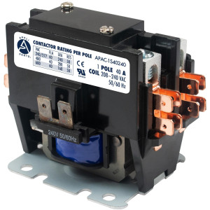 Appli Parts APAC-1S40240 Heavy Duty 1 Pole with Shunt Contactor 40 Amp 240 Volt Coil Replacement for ac Compressor and Electrical Applications UL 476929 