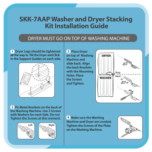 Appli Parts SKK-7AAP Stacking Kit Replacement Compatible with Samsung Washer Dryer Combo 27 in Front Load includes plastic base metal hinges and screws